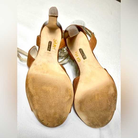 Louise et Cie Cut-Out Double Ankle Strap Heels Sandals 9M Brown Gold - Picture 10 of 15